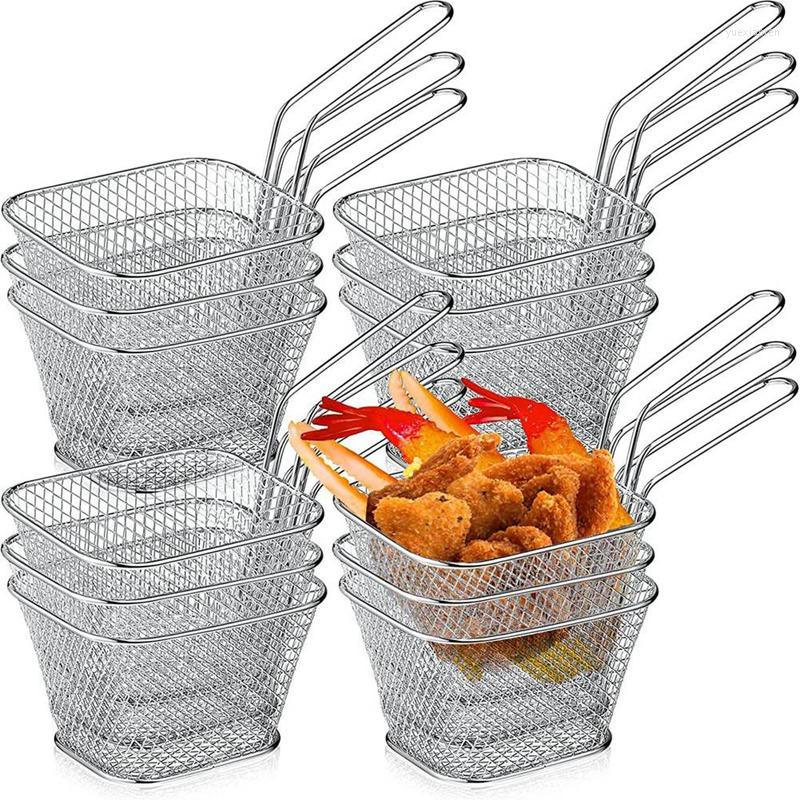 

Plates Fry Basket French Holder Chip Mini Baskets For Serving Reusable Fries Deep Fryer Home, Silver
