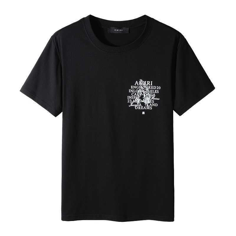 

Designer Fashion Clothing Tees Tshirts Amiiri 2023 New High Street Trend Brand Letter Pattern Printed Woven Men's Women's tops Black Round Neck T-shirt for sale