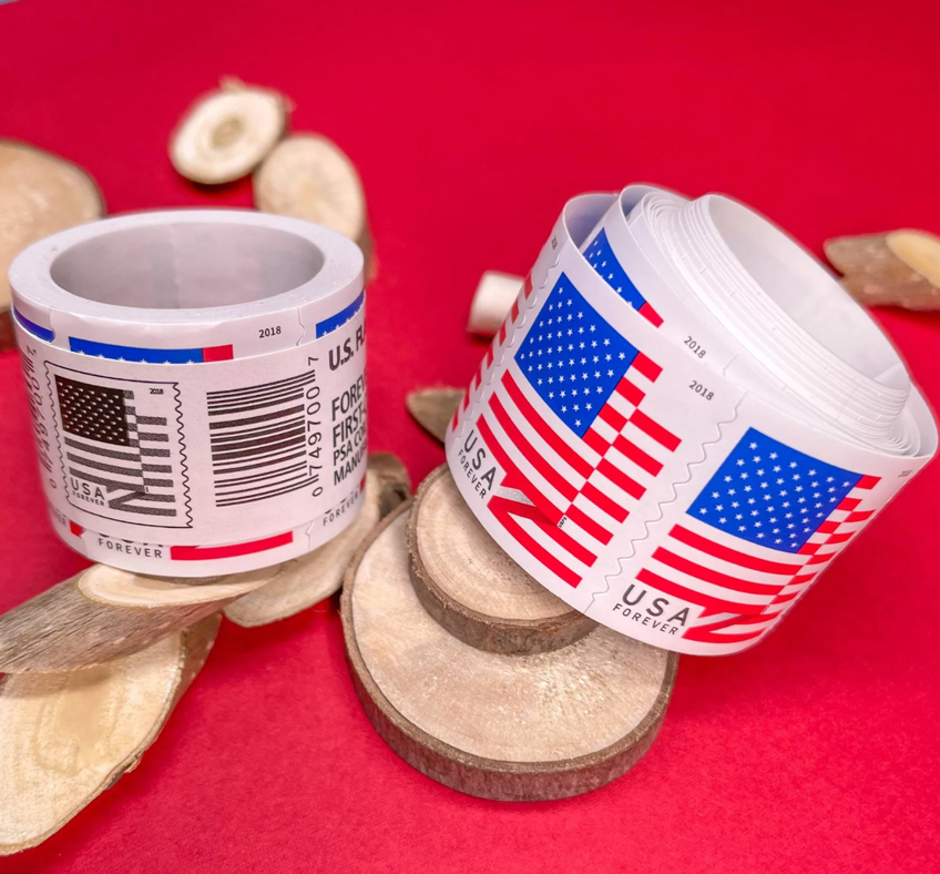 

2018 U.S. Flags Roll of 100 Postcard Office Mail Supplies Invitations Birthdays Wedding Celebration Party Love Valentines Graduation Announcement, Us stamps