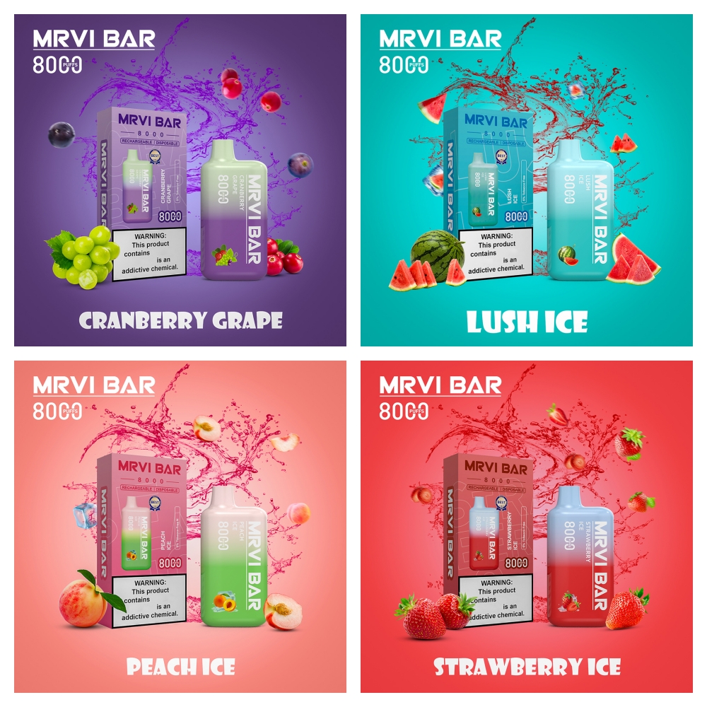

Original MRVI Vape 8000 Puffs Bar Electronic Cigarettes Disposable vapes mesh coil 650 Mah recharager battery