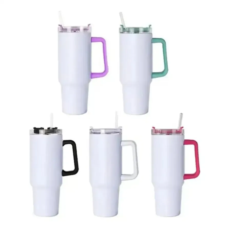 

Sublimation Blank Tumbler Stainless Steel Double wall Vacuum Insulated 40oz Sublimation Tumbler with Handle 0422, Multi-color