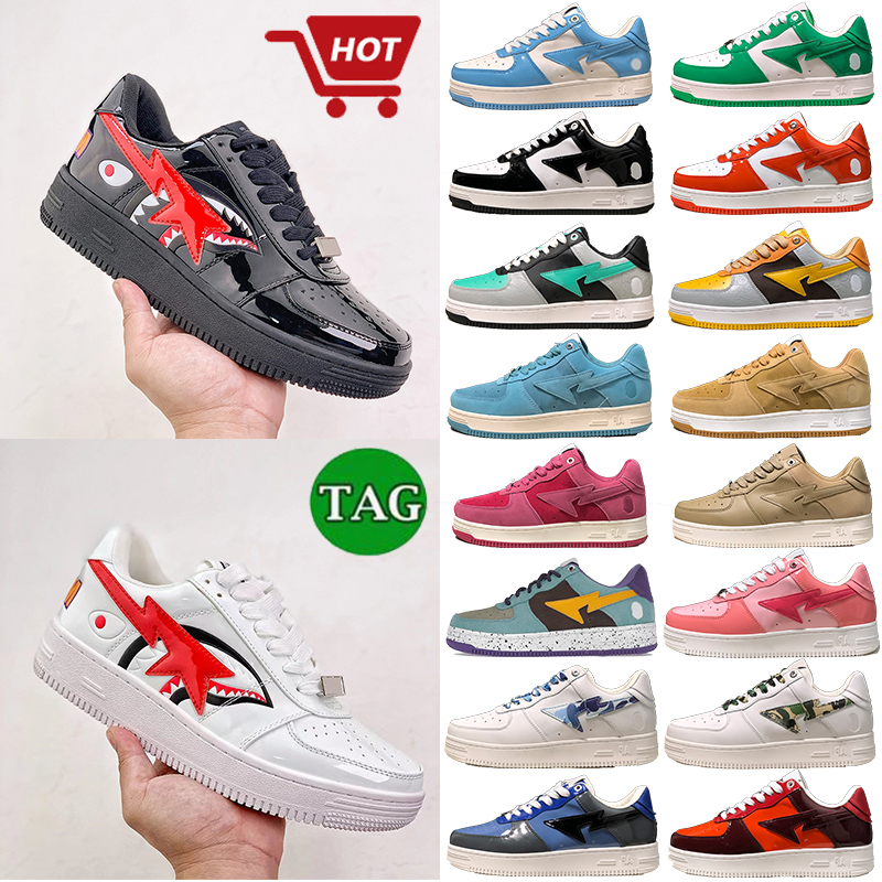 

Bathing Apes Nigo Casual Shoe Mens Womens Shark Black White Shoe Designer Fashion Leather Color ABC Camo Combo Pink Blue Sneakers Men Low Outdoor Cmoics Shoe, 29 se black canvas