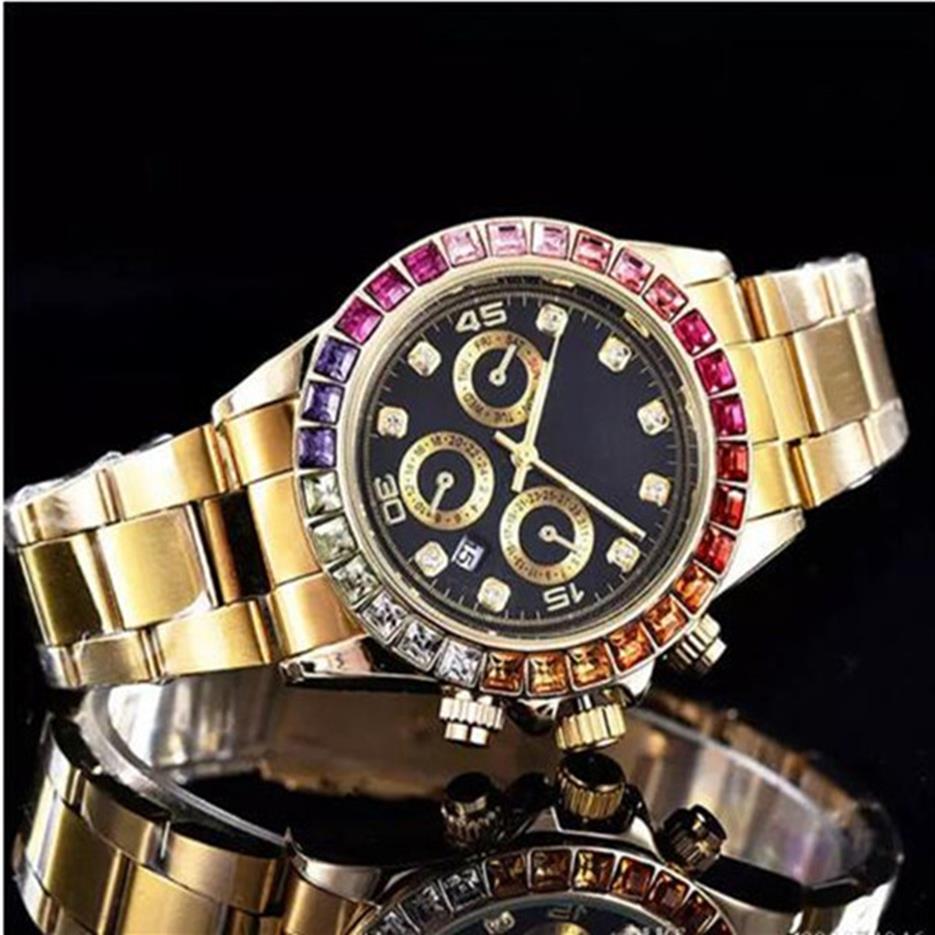

Fashion NeW Luxury Watches Day Date Gold utomatic Movement Men's Watch Diamond Bezel stainless steel Mechanical Mens WristWat294S, 22 381