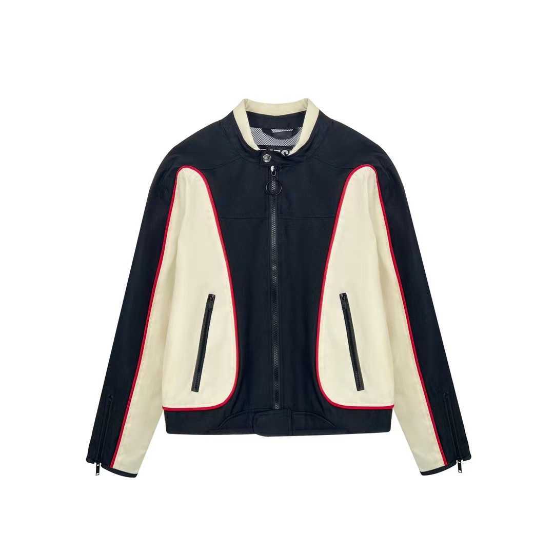 

Designer Clothing Fashion denim coats REPRESENT Amiiri DS Spring Summer J-BLINK Black White Contrast Zipper Motorcycle Men' Women' Jacket Coat For sale, Shipping fee