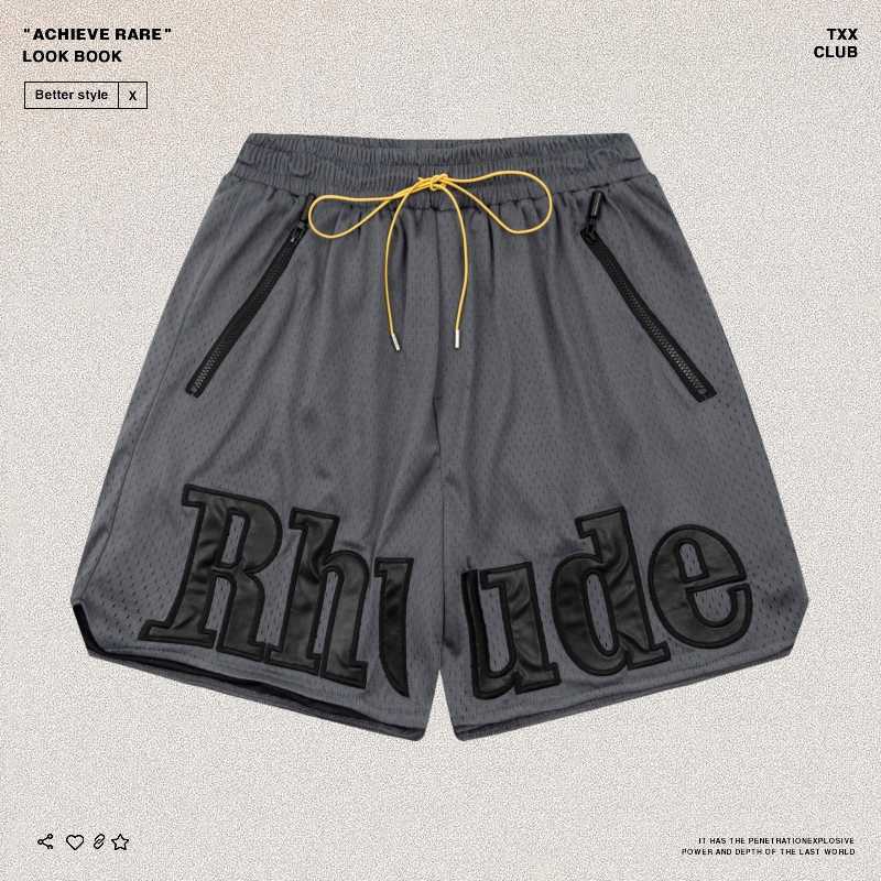 

Designer Clothing Rhude Summer High Street Mesh Patch Letter Capris American Trend Brand Men's Women's Loose Sports Casual Shorts Couples Joggers Sportswear, Dark green