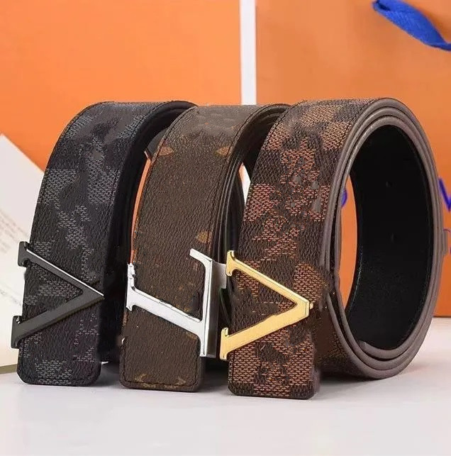 Plaid Flower Fashion Striped Old Leather Designer Men's and Women's High-quality Belt 3.8CM No Box-image-960543193