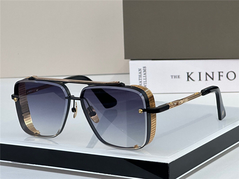 

men sunglasses design pop TOP limited edition SIX men K gold retro square frame crystal cutting lens with grid detachable goggles