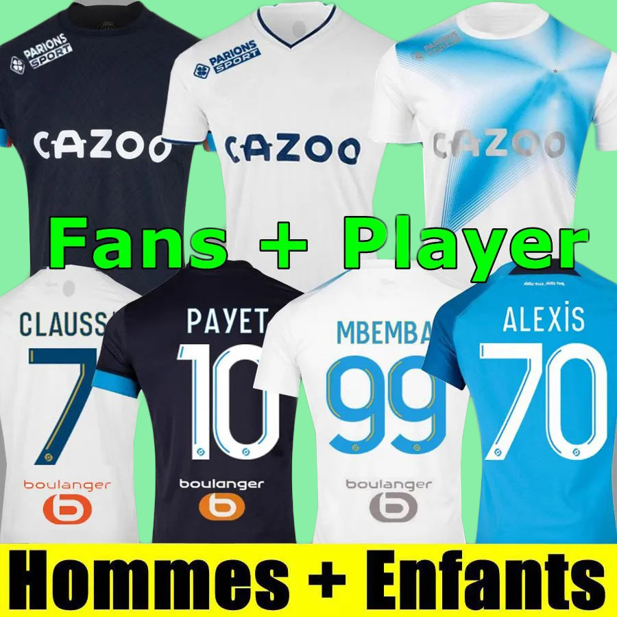 

22 23 30th Soccer Jerseys MarseillEs Maillot Foot Cuisance Guendouzi Alexis Gerson Payet Clauss Football Shirts Men Kids Veretout Youth, Home