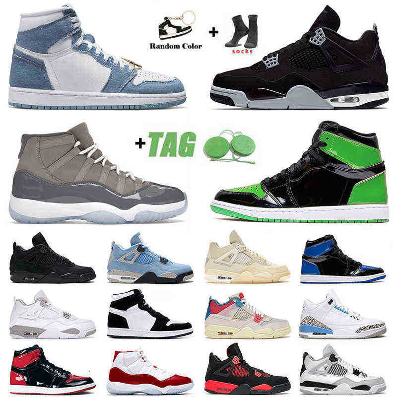 

1s 4s Jumpman 1 4 Men Women Basketball Shoes Jorda Cherry 11 1s Panda Denim 4s IV Cactus Jack XI Cool Grey UNC, 36-46 unc
