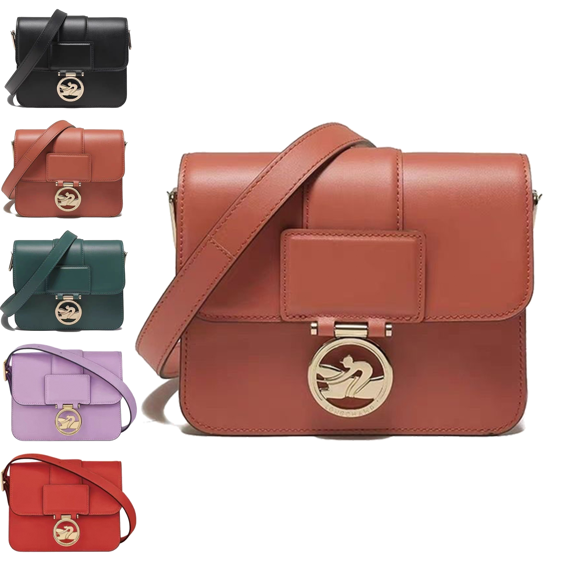 

Cool longchammp tote BOXTROT shoulder clutch bag Luxury Womens handbag designer messenger gym bags mirror quality mens Leather purse metal brand logo crossbody bag, Brown