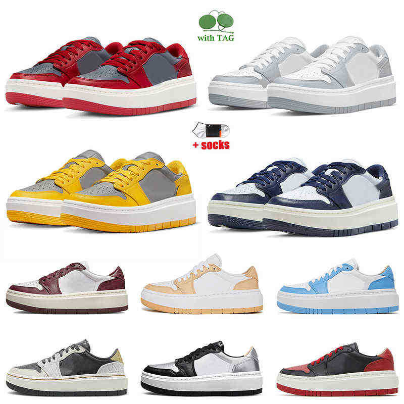 Luxury 1s Low Elevate Designer Platform Casual Shoes Fashion 2022 Women Mens Jorda Jumpman 1 Sports Shoe Team Red University Blue Midnight