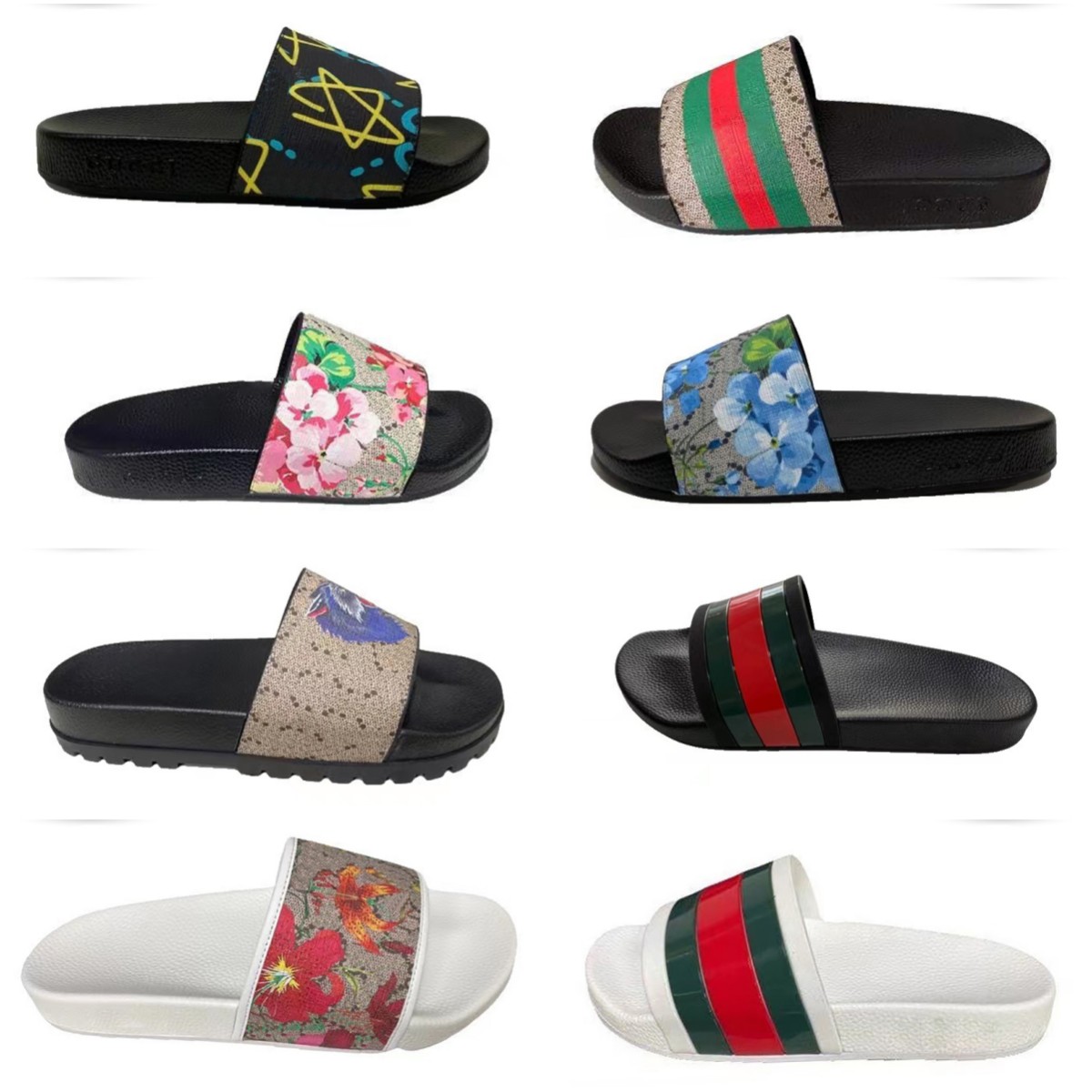 

2023 Platform Sandals Designer Rubber Slides Floral brocade Fashion Mens Gear bottoms Flip Flops Slippers Striped Womens Sandals Luxury Loafers sliede 36-46, Color29