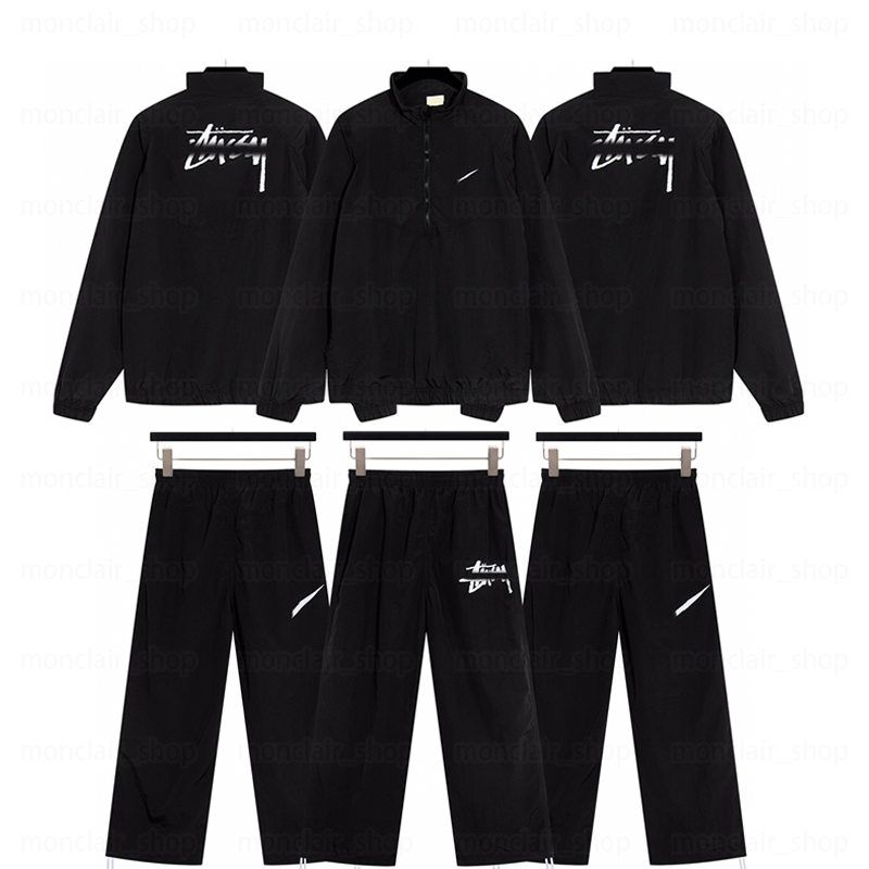 

Men' Jacket Pants suit half zip Sunscreen Quick Drying Casual NK print, Black