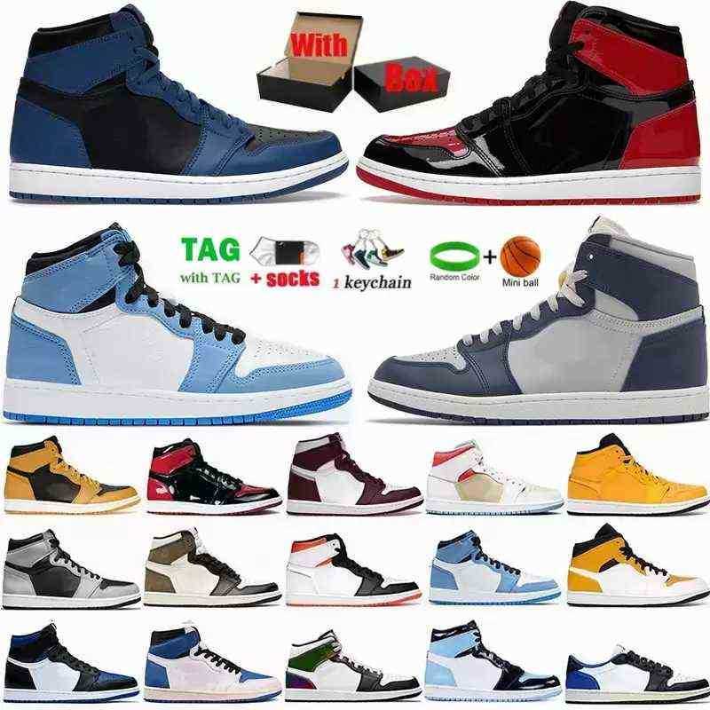 

High Tops jordas1 Basketball Shoes Jumpman Brotherhood Mid White Shadow Bred Patent Pine Green Top 1s Womens Mens Sneakers Sports Runinng Trainers, High element black particle gr