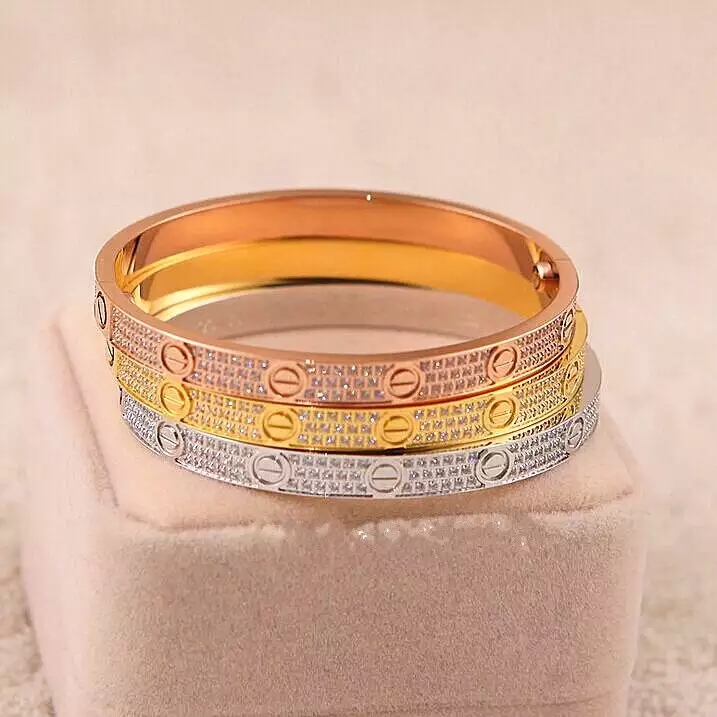 

love bracelet designer jewelry full CZ Bracelets Screwdriver bangles Titanium Steel belcher Silver for Womens Mens party gift woth box