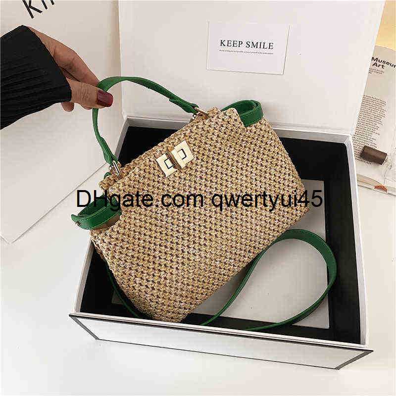 

Brand Woven Women Shoulder Bags Summer Beach Straw Bag Designer Handbag and Purses Large Capacity Tote Bag Luxury Crossbody Bag, White shoulder bag