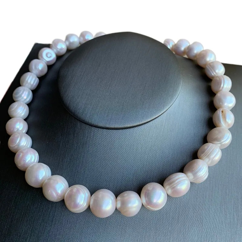 Pendant Necklaces 11-12-13-15mm Big Pearl Necklace 100%Natural Freshwater Pearl Jewelry 925 Sterling Silver For Women Fashion Gift231118