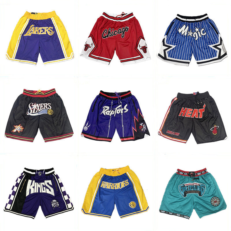 

Basketball Shorts Embroidered Pocket Shorts 76 King Lake Magi Rapto Hea Warrio Bull Retro nickel Pants