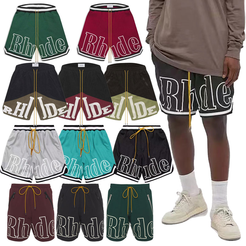 

mens shorts summer Rhude mesh shorts mens Fashion Casual Skateboard Hip Hop Beach rhude Pocket White border Short Asian size M- 3XL