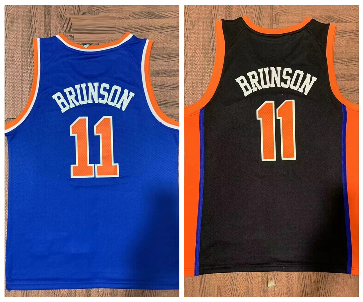 

Mens 11 Jalen Brunson Basketball Jerseys Blue Shirts City Black -XXL