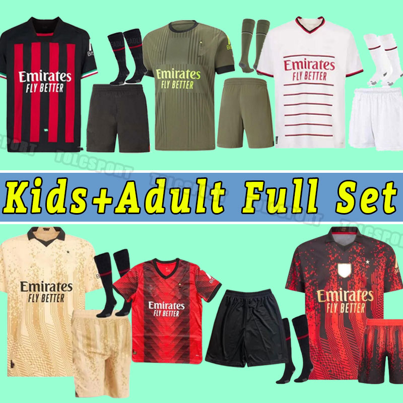 

Men Kids IBRAHIMOVIC 22 23 24 soccer jerseyS AC MILANS GIROUD R. LEAO BENNACER KESSIE ROMAGNOLI CALHANOGLU TONALI REBIC 2022 2023 2024 home away third full kit Training, Away+patch