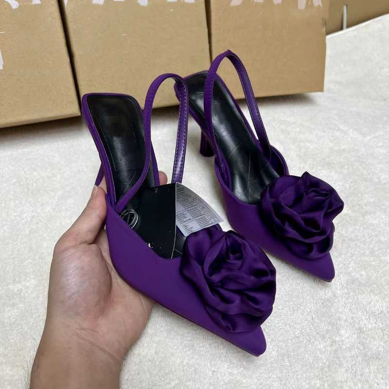 

Dress Shoes Elegant Woman High Heeled Shoes Sweet Rose Closed Toe Footwear 2023 Summer Slingback Pointed Fashion Dress Ladies Sandals, Green