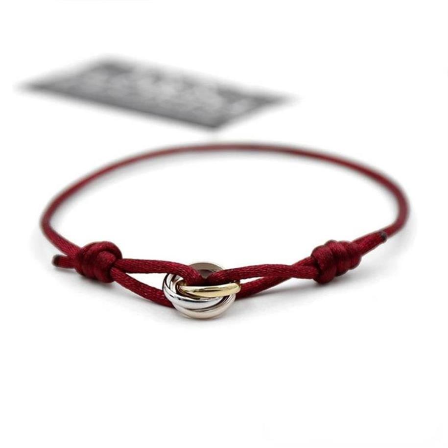 

Designer Stainless Steel Trinity ring string Bracelets three Rings hand strap couple bracelets for women and men fashion jewwelry 303D