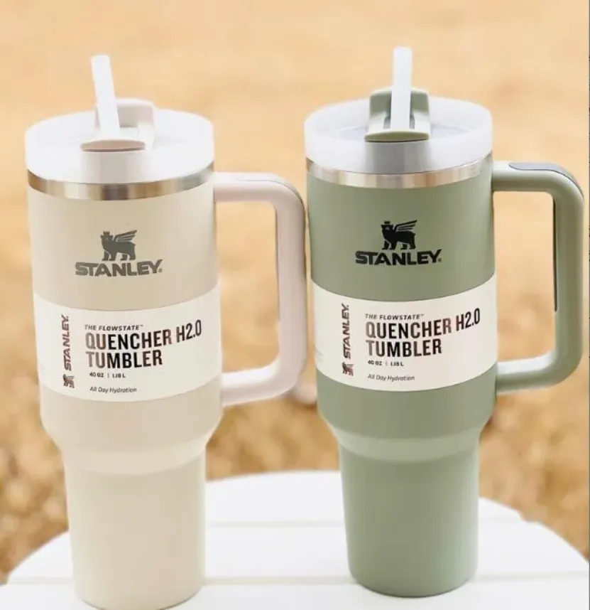 

H2.0 PLUS Stanly 40oz Water Bottles Mug Tumbler With Handle Insulated Tumblers Lids Straw Stainless Steel Coffee Termos Cup With logo bb0306, Remark color and quantity plz