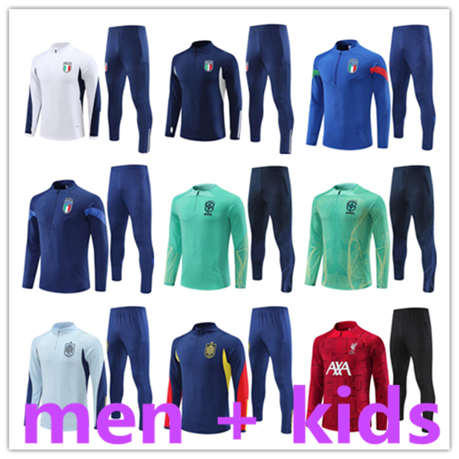23 24 Entraînement de survêtement ItalyS Italia Italie Brésil Kit de maillot de football rétro survetement pied Chandal tuta veste maillots footb