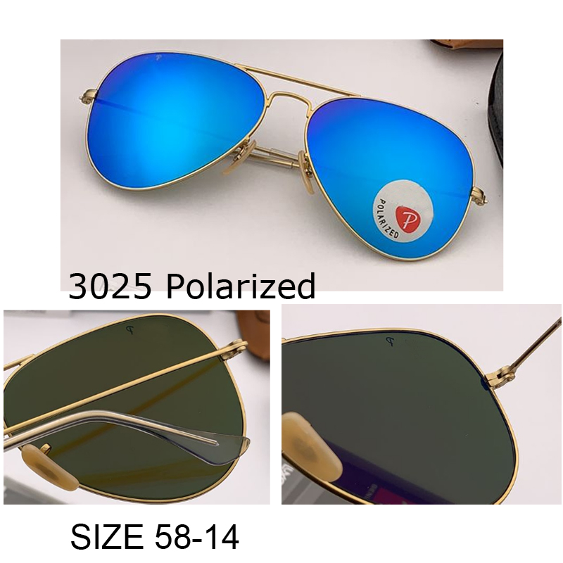

excellent Men's Sunglass women aviation poalrized sunglass Driver Mirror flash glass lens Daily gradient Sun glasses Driving gafas with retailing box 58mm size