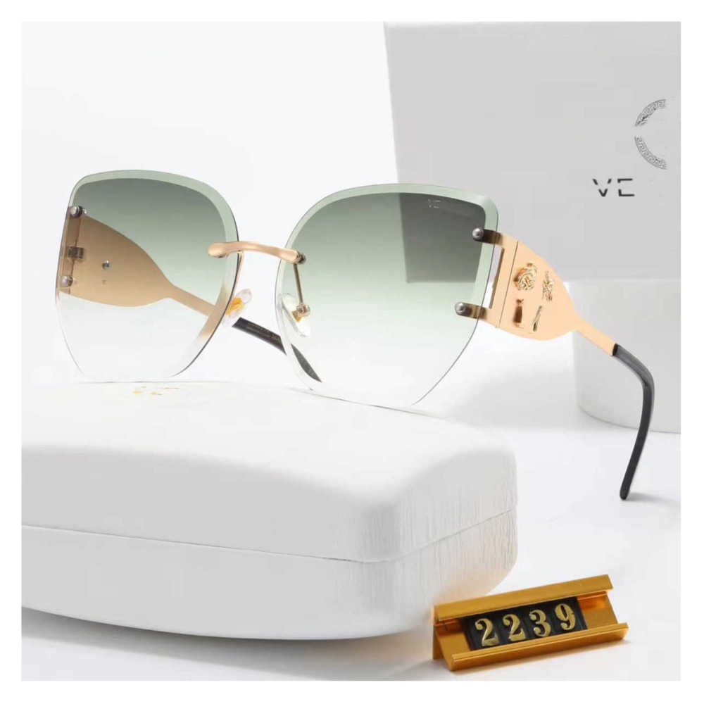 Branded Designer Medusa Versage Sunglasses Channel Mens Womens Frameless Sunglass Beach UV Resistant Fashion Popular Glasses-image-860955632