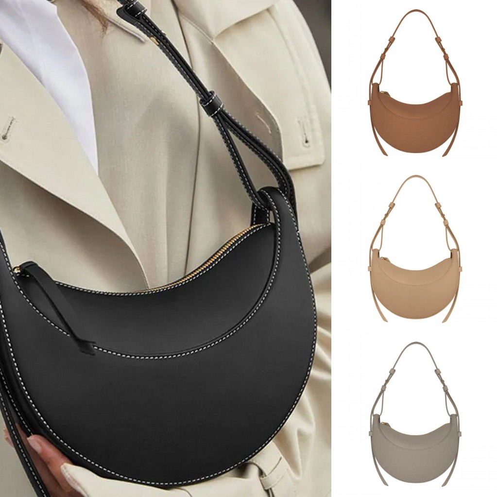 

Designer Bag Numero Dix half moon shoulder bags leather tote womens hobo sac small letter side zip luxury cross body bag charming pure color chic E23, Chalk textured