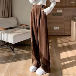 Women`s Pants Breathable Cotton Blend Stylish High Waist Winter Wide Leg Comfy Plus Velvet Trousers For Women Loose