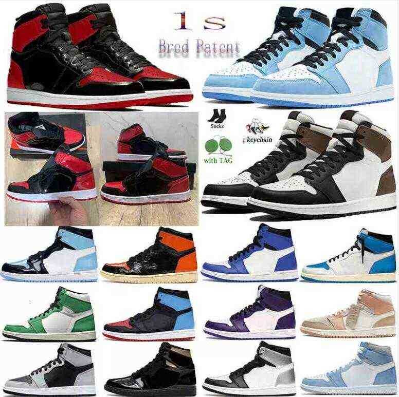 

Mens Bred Patent Royal 1 Basketball shoes 1s University Blue High Dark Mocha Twist Light Smoke Grey Chicago UNC Bordeaux royal toe men women, 1s (24)