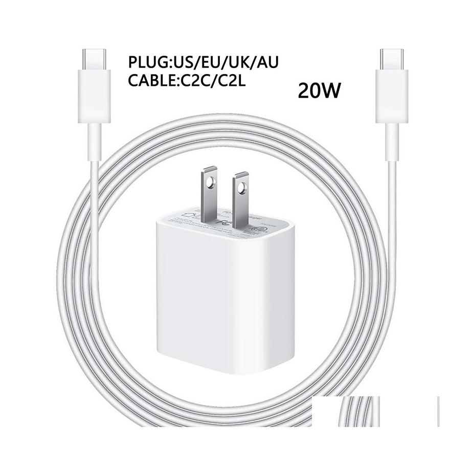 

Cell Phone Chargers 20W Pd Fast Charging Adapter Charger Cord Usb C For Apple Airpods 14 13 12 Mini 11 Pro Max Charge Data Line Drop Dh1Dg