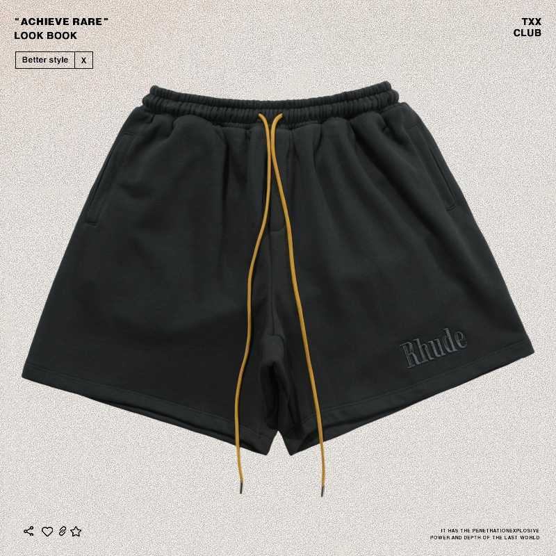 

Designer Clothing Rhude Embroidered Solid Color Casual Sports Cropped Pants High Street Loose Drawstring Shorts Couples Joggers Sportswear Beach fitness outdoor, Dark gray