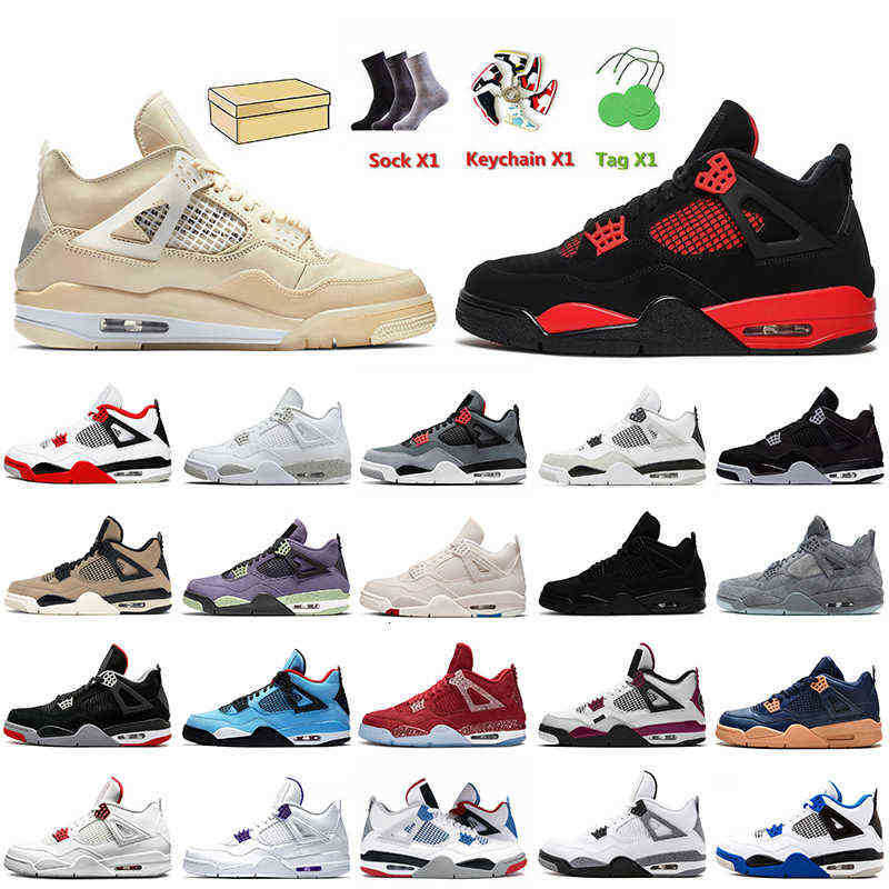 

2022 Women Mens Jumpman 4 Basketball Shoes 4s Red Thunder Sail White Oreo Canvas Black Cat Military Canyon Purple Infrared Fire Trainers, D22 raptors 36-47
