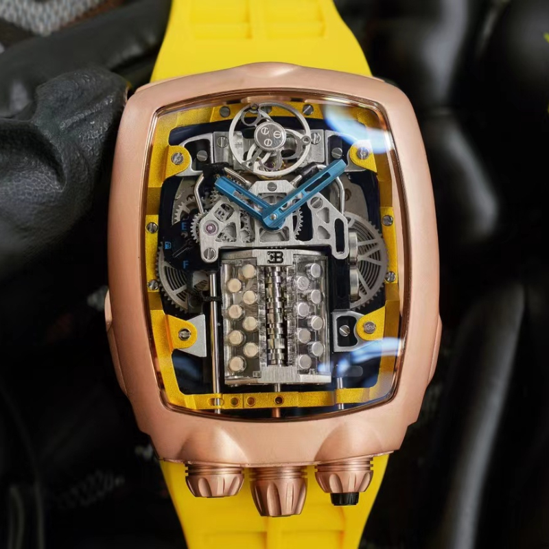 Men's Watch Sports Car 16-cylinder one-button start with logo, co-branded CAL.v16 custom sports car movement, sapphire mirror, expensive wat-image-860989940
