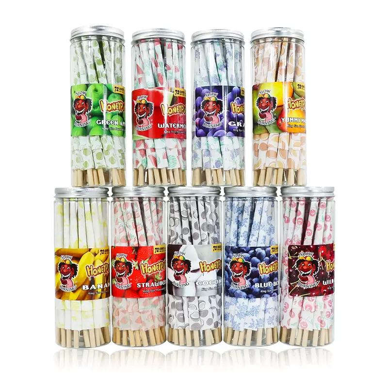 Smoke kit Wide Pre Roll Cones 110mm Fruit Flavor Cigarette Rolling Papers Smoking 72leaves/Can Slow Burning Empty Tube Roller Manual Cigarettes-image-860961038