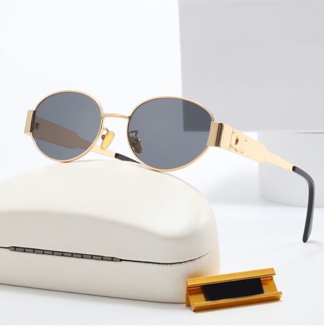 Designer Sunglasses luxury Cat Eye Oval Metal frameGlasses With Logo For Men Women Shades Leopard Print Polarized Sunglasses For beach Sun Proof-image-922707066