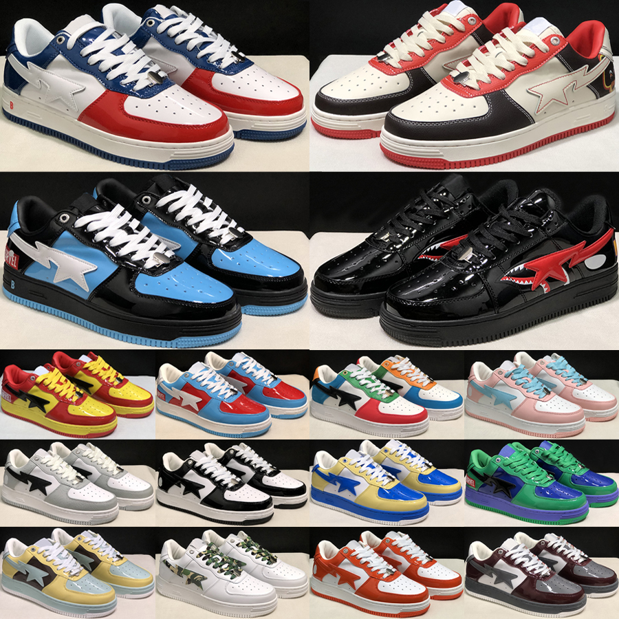 

Top A Bapestas Sta Low Casual Shoes Luxury Bathing Apes Designer ABC Star Patent Leather Suede Heel Pastel Pink Camo Mens Womens Outdoor Flat Sneakers Size 36-45, #15 camo white blue