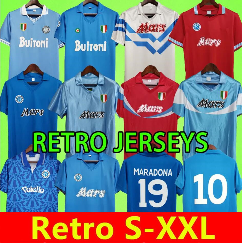 

Napoli retro soccer jerseys #10 Maradona 1986 1987 1988 1989 1990 1991 1992 1993 Naples vintage football shirt T 86 87 88 89 90 91 92 93 Giordano Carnevale Careca Uniforms