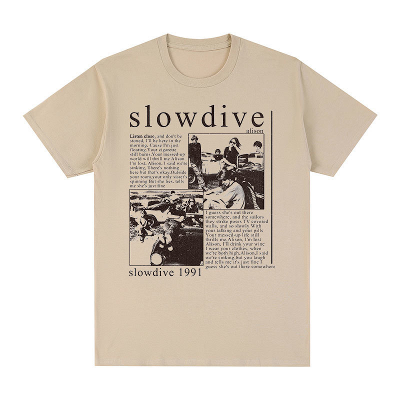 

Men  T Shirts Slowdive Alison 1991 Vintage T shirt Tour 90s Classic Cotton Men T shirt TEE TSHIRT Womens Tops Unisex 230422, Sky blue