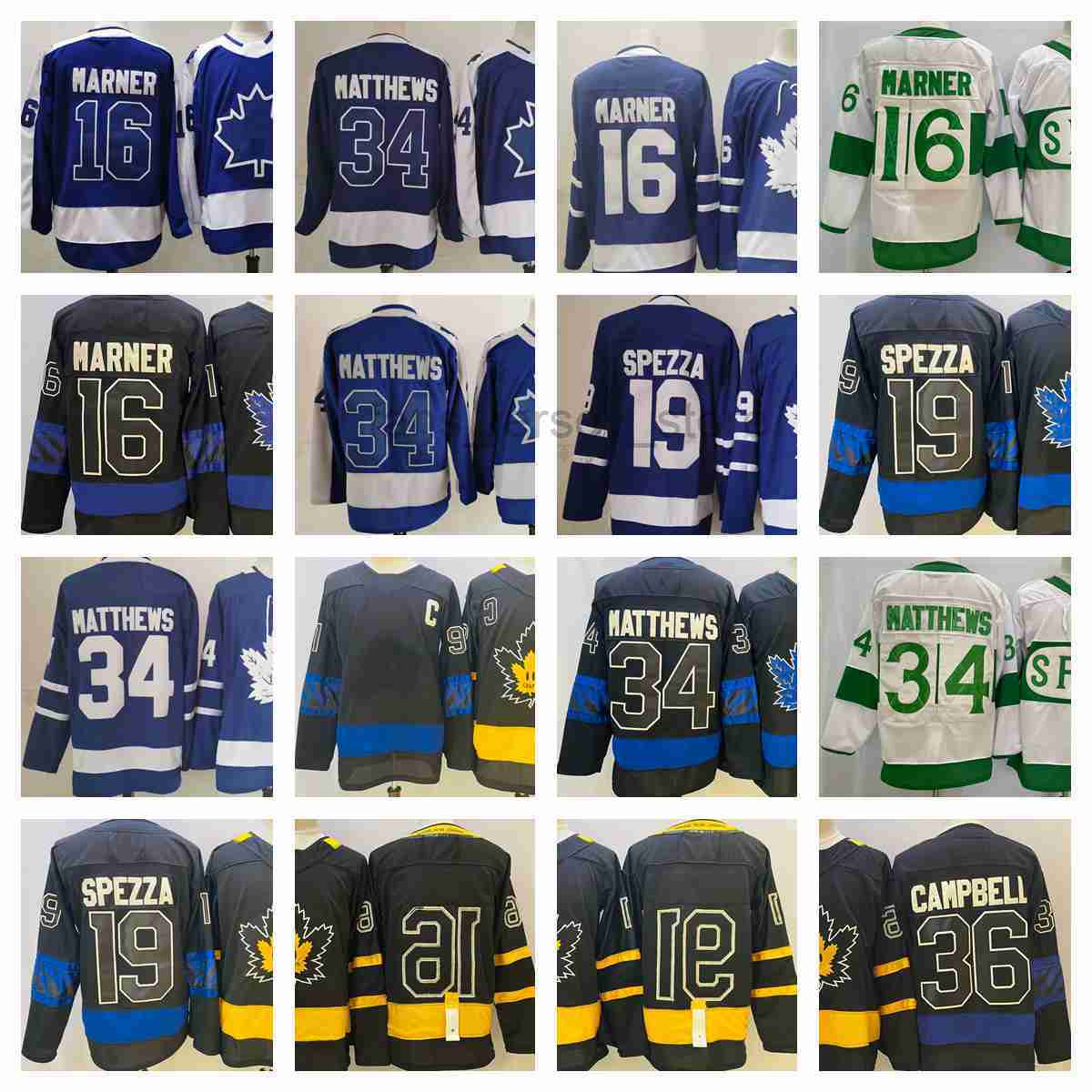 

Toronto Maple''Leafs''New Reverse Retro Ice Hockey Jerseys 16 Mitchell Marner 19 Jason Spezza 34 Auston 36 Jack Matthews Campbell Stitched Jersey, Same as picture (with team name)