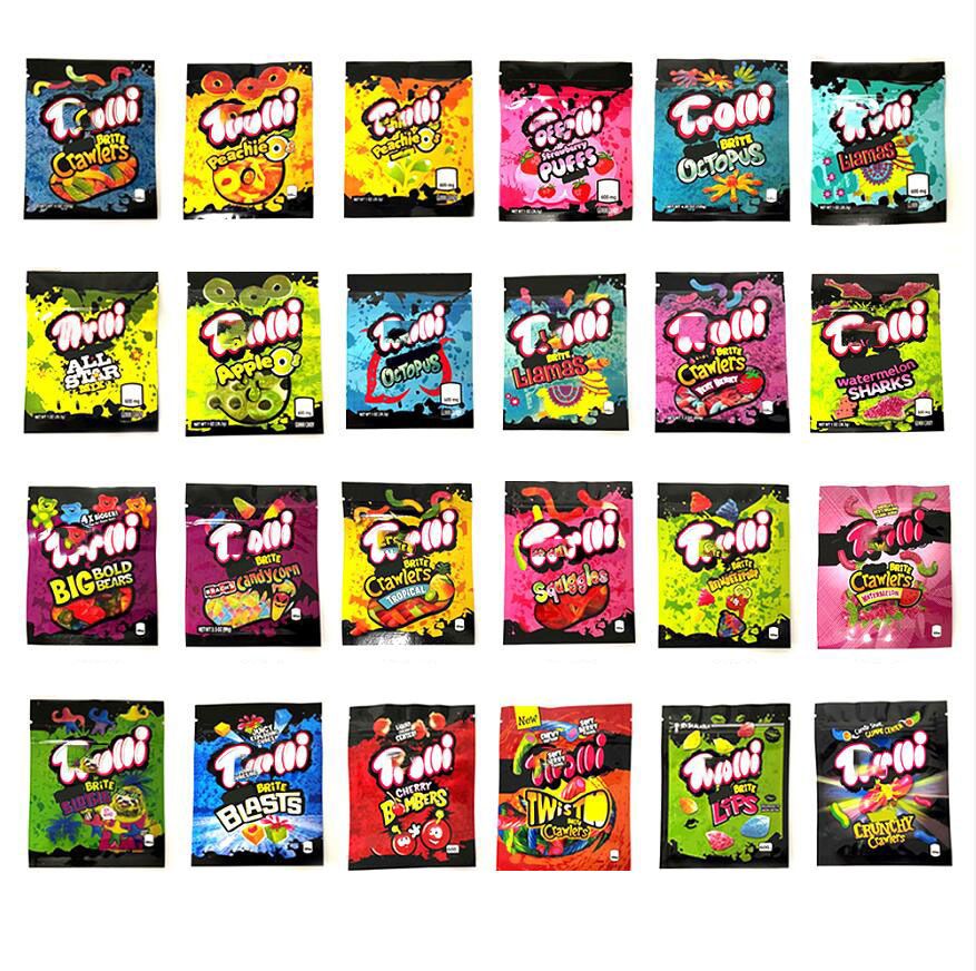 

12 Type mylar bag trr tro Err edibles Gummies packaging resealable zipper pouch 600mg RUNTZ Strawberry Watermelon Octopus Yellow Peach packaging bags