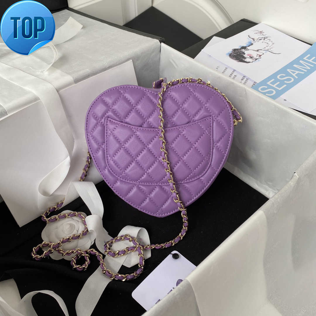 

Channel Heart Bag 5A quality Mini Shoulder Women Pure Vintage Hardware Cloudy Tote Leather FashionD, Purple