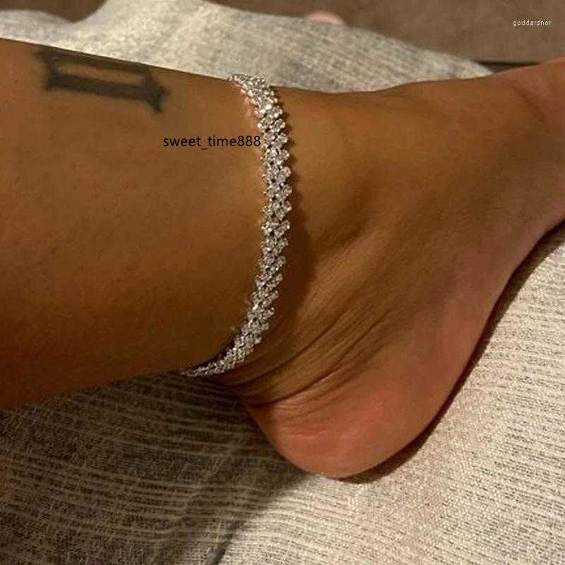 

Anklets Beach Accessories Crystal Lozenge Anklet For Women Bohemian Vintage Ankle Sandals Bracelet Chain Jewelry