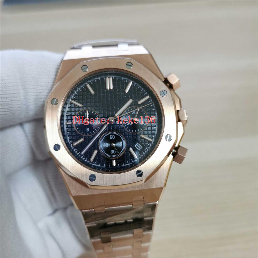 

Topselling High quality Watches men Wristwatches 26320OR OO 1220OR 01 26320 41mm Black Dial Rose Gold Stainless VK Quartz Chronogr268n, No box papers