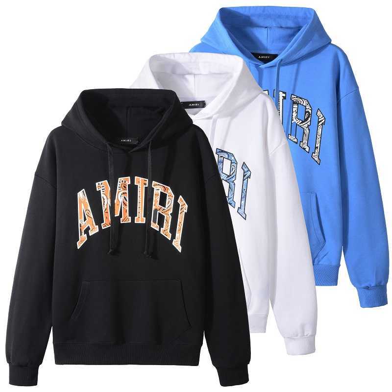 

Designer Clothing Fashion hoodies Sweatshirts Amiiri 2022 New High Street Trend Brand Logo Letter Large Print Hooded Sweater Casual Men's Women's Black White Blue, Shipping fee