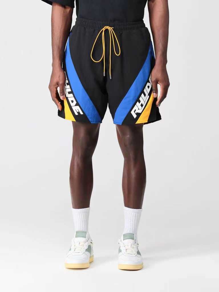 

Designer Clothing 2023 Summer New Rhude High Street Side Contrast Letter Printing Drawstring Casual Shorts Men Couples Joggers Sportswear Beach fitness outdoor, Blue